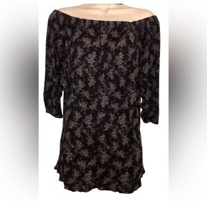 Black motif Floral Off-Shoulder top Deletta Anthropologie sz medium‎